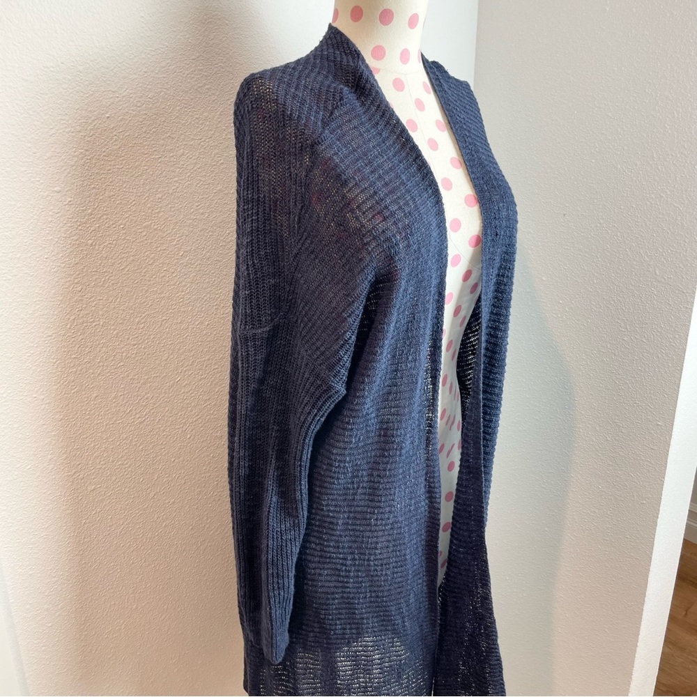 Caslon Linen Blend Knit Cardigan Navy Blue X-small Women’s Open Front - Picture 2 of 7